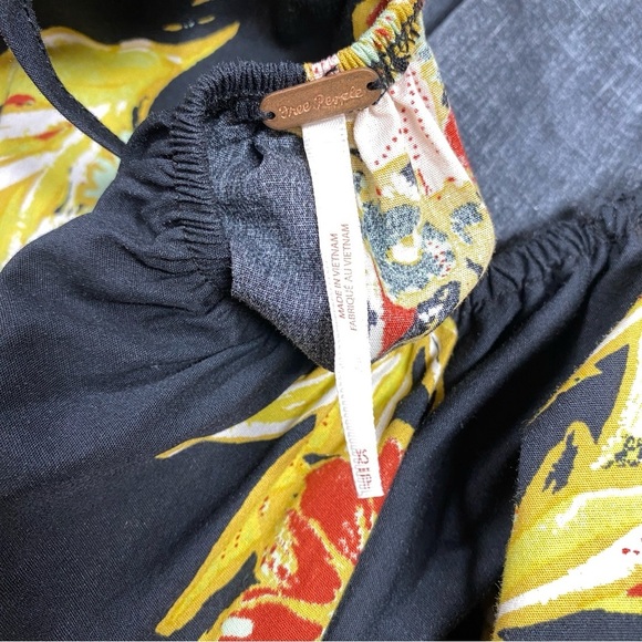 Free People Jodie Printed Tunic Womens Size XS Black Floral - Picture 7 of 9